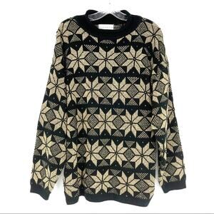 Vintage Flowers Black Ugly Christmas Sweater Y2K 80s 90s Holiday Party Retro